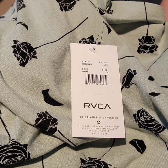 RVCA Sage Jade Green Floral Whine Strappy Back Mini Sun Dress Size Medium - Picture 7 of 12